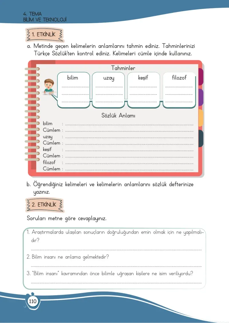 4. Sınıf Türkçe Ders Kitabı Cevapları Meb Yayınları 1 Sayfa 110