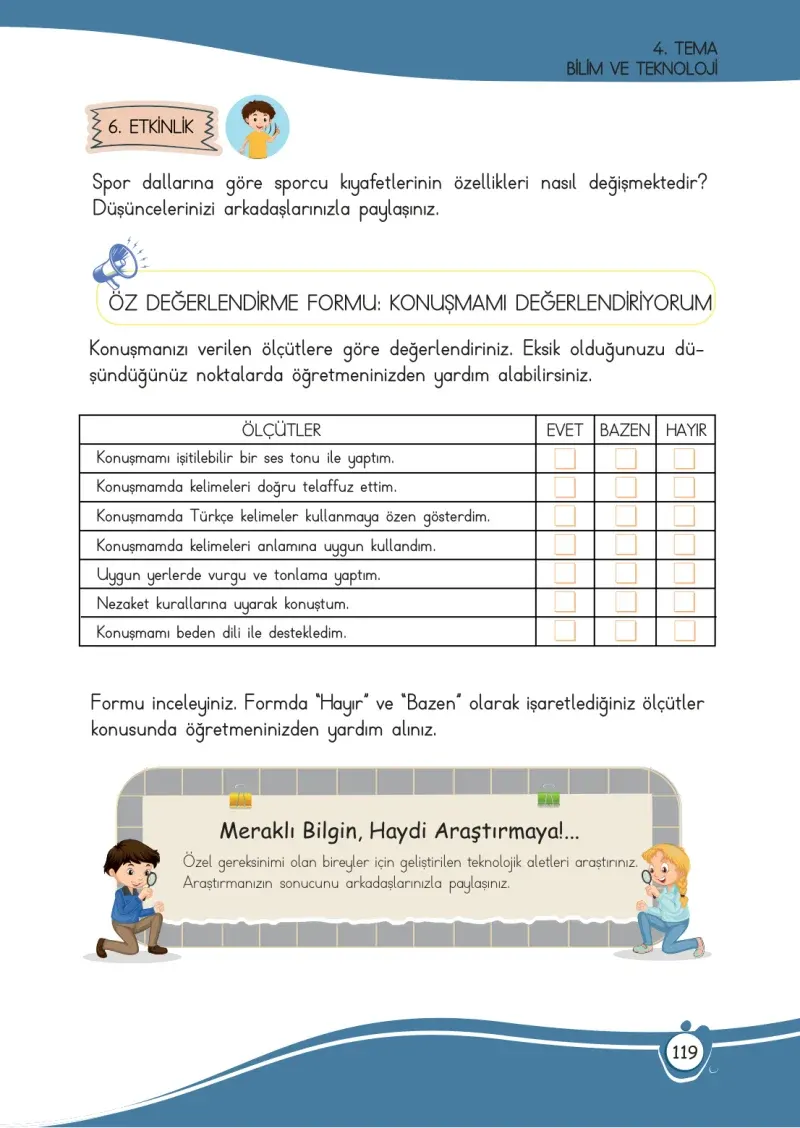 4. Sınıf Türkçe Ders Kitabı Cevapları Meb Yayınları 1 Sayfa 119