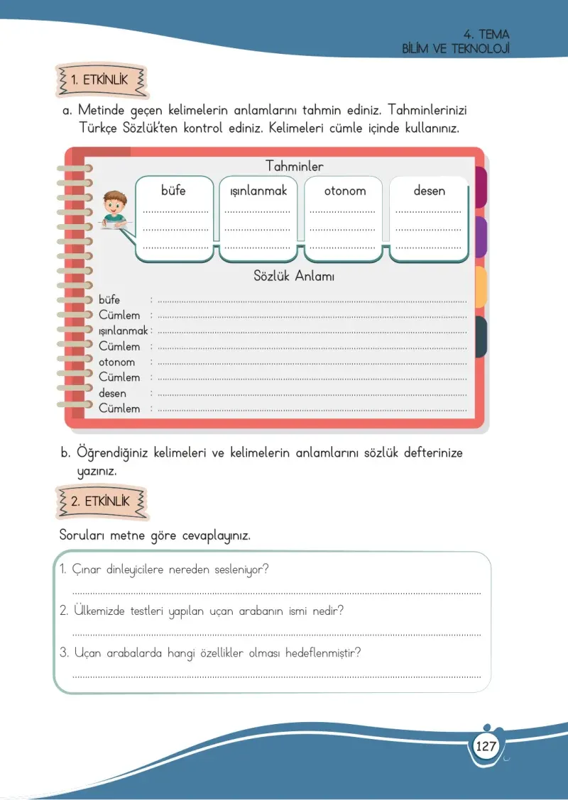 4. Sınıf Türkçe Ders Kitabı Cevapları Meb Yayınları 1 Sayfa 127