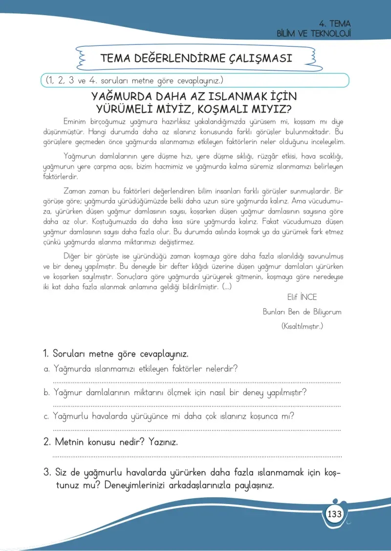 4. Sınıf Türkçe Ders Kitabı Cevapları Meb Yayınları 1 Sayfa 133