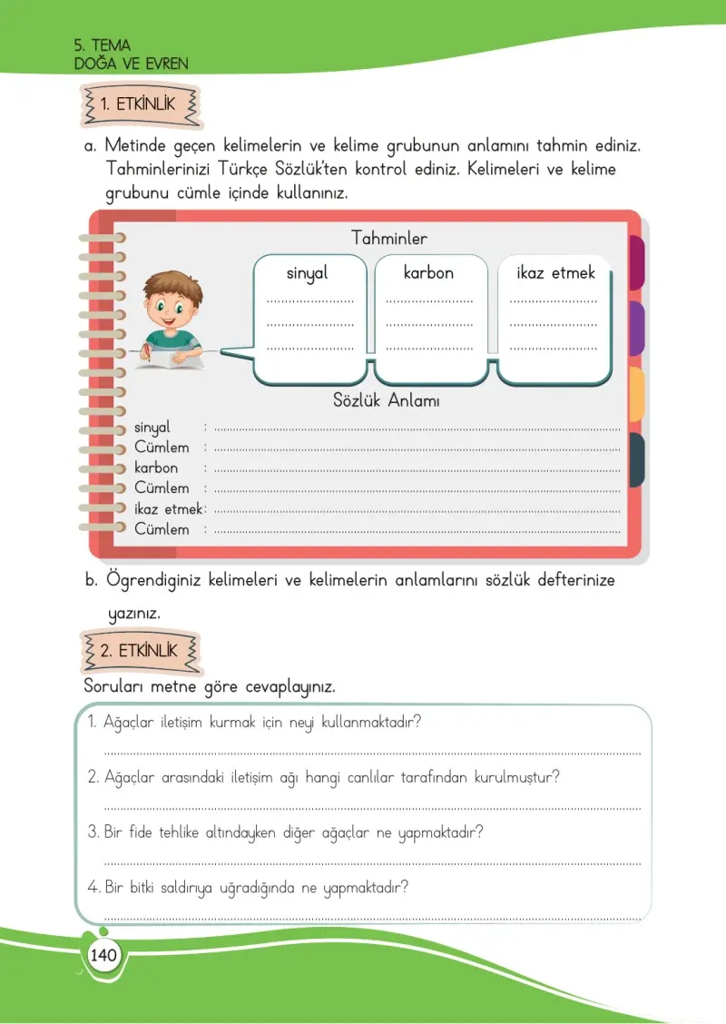 4. Sınıf Türkçe Ders Kitabı Cevapları Meb Yayınları 1 Sayfa 140
