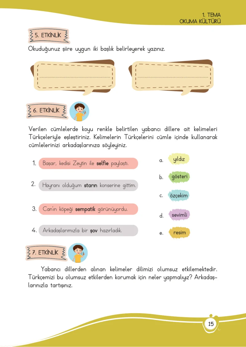 4. Sınıf Türkçe Ders Kitabı Cevapları Meb Yayınları 1 Sayfa 15