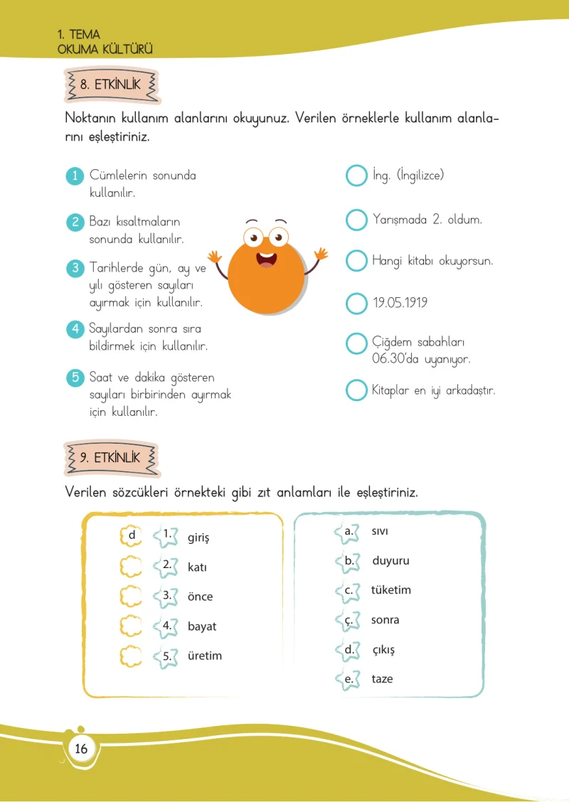 4. Sınıf Türkçe Ders Kitabı Cevapları Meb Yayınları 1 Sayfa 16