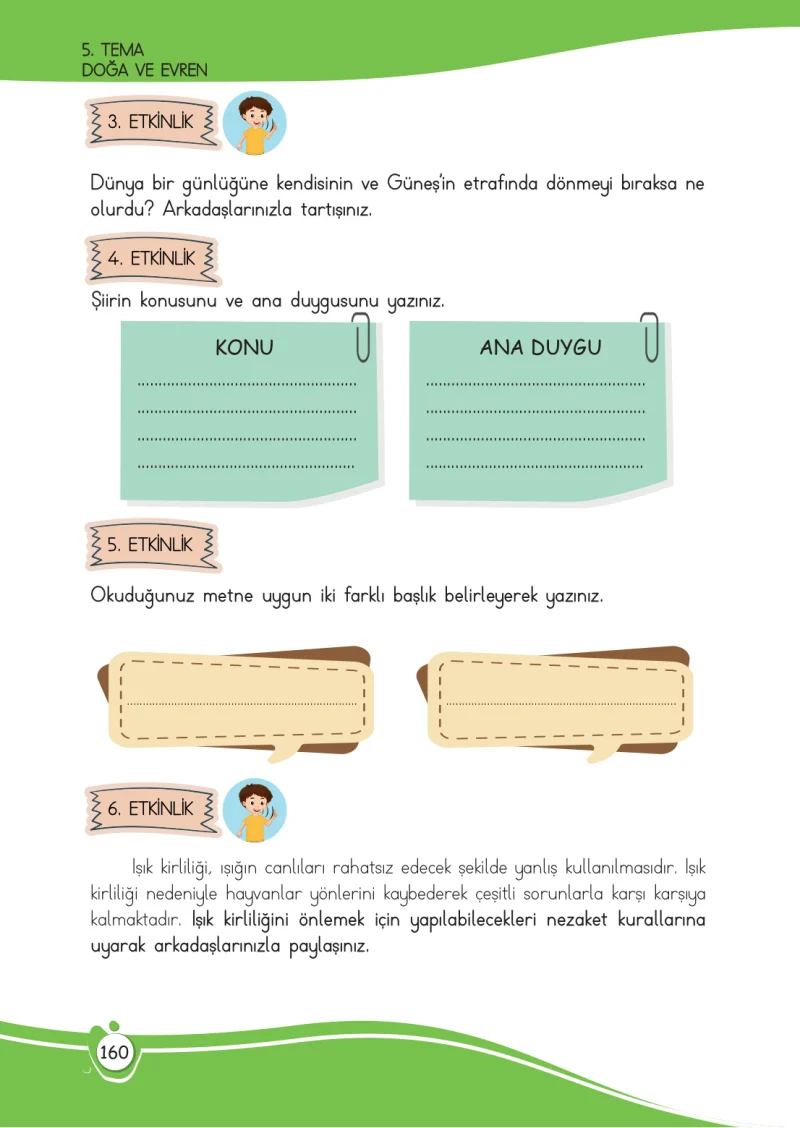 4. Sınıf Türkçe Ders Kitabı Cevapları Meb Yayınları 1 Sayfa 160