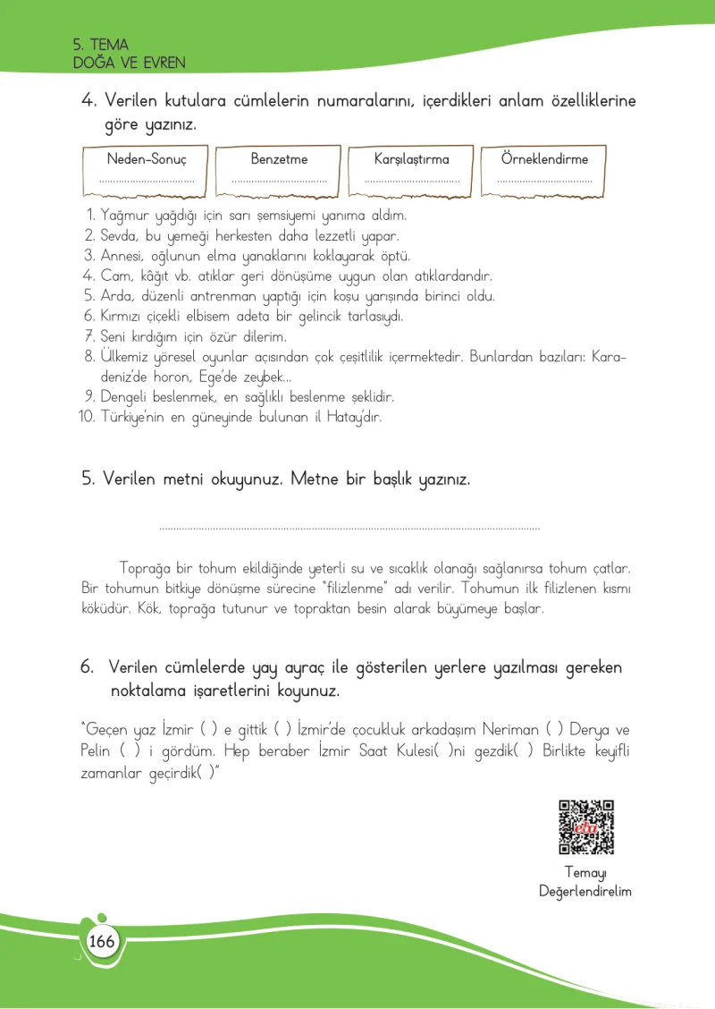 4. Sınıf Türkçe Ders Kitabı Cevapları Meb Yayınları 1 Sayfa 166