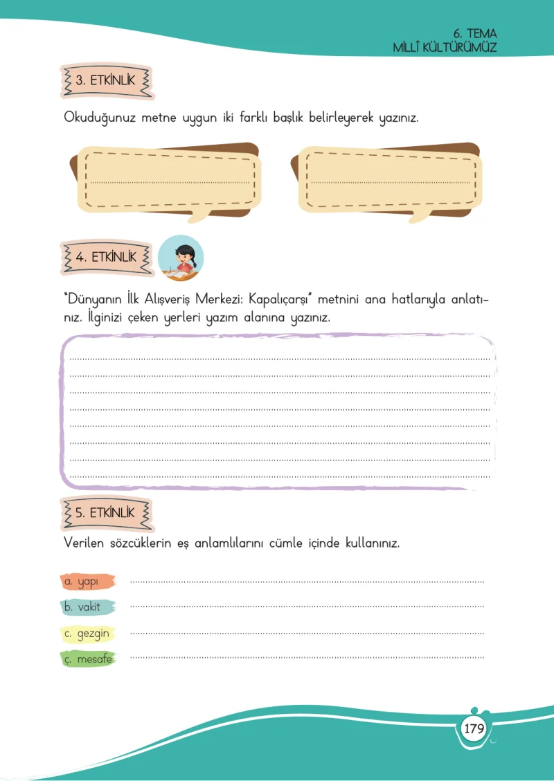 4. Sınıf Türkçe Ders Kitabı Cevapları Meb Yayınları 1 Sayfa 179