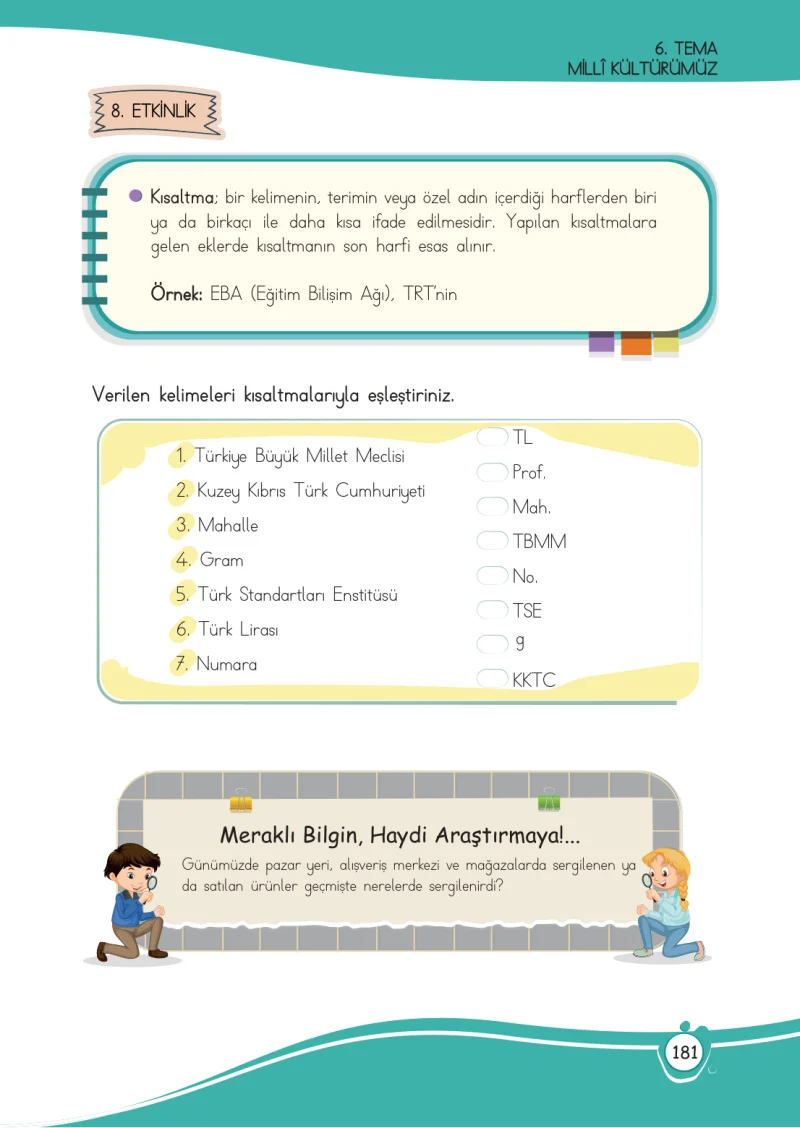 4. Sınıf Türkçe Ders Kitabı Cevapları Meb Yayınları 1 Sayfa 181