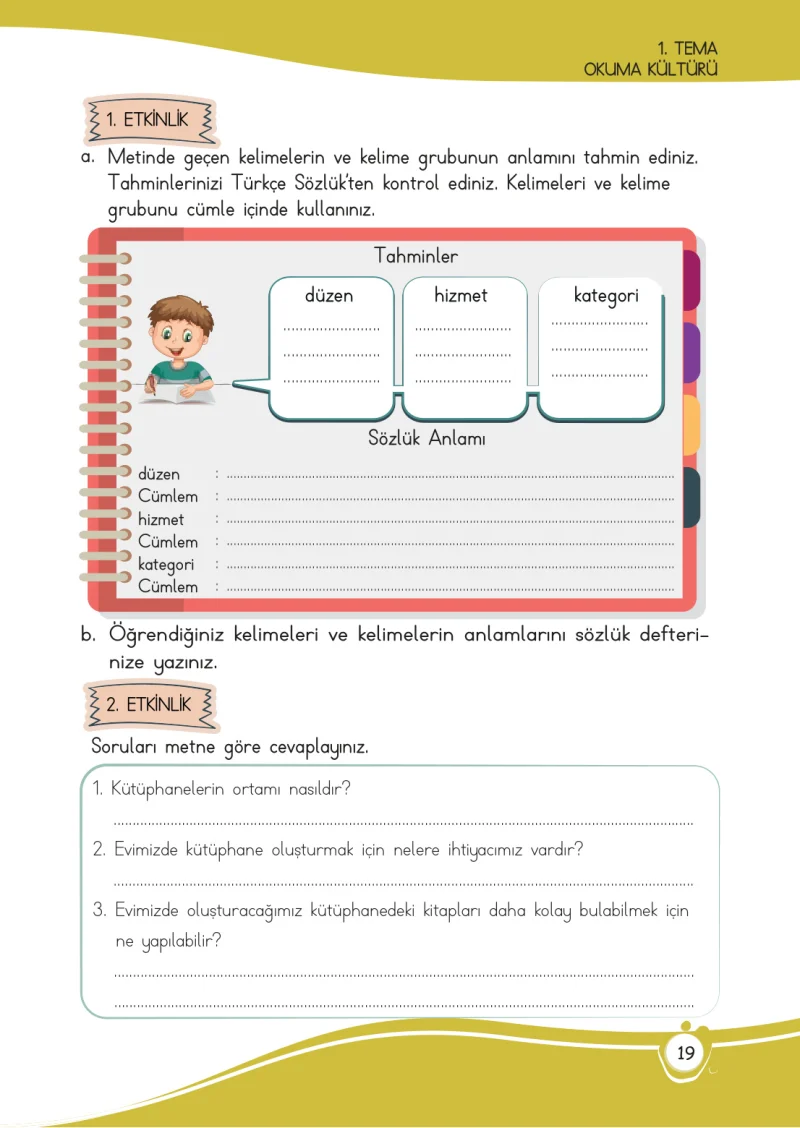 4. Sınıf Türkçe Ders Kitabı Cevapları Meb Yayınları 1 Sayfa 19