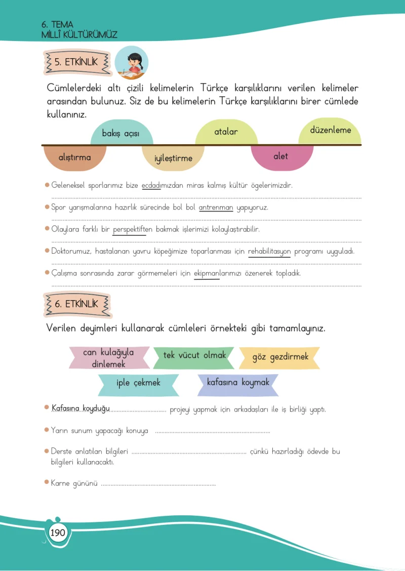 4. Sınıf Türkçe Ders Kitabı Cevapları Meb Yayınları 1 Sayfa 190