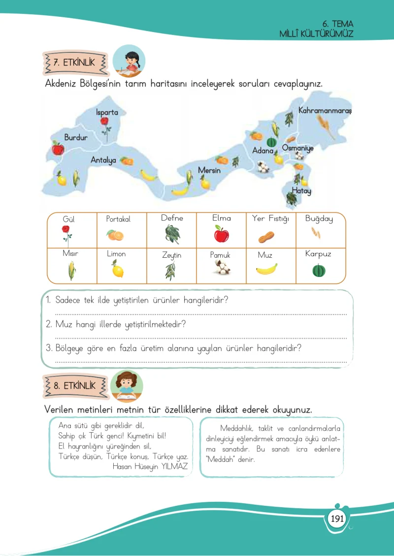 4. Sınıf Türkçe Ders Kitabı Cevapları Meb Yayınları 1 Sayfa 191