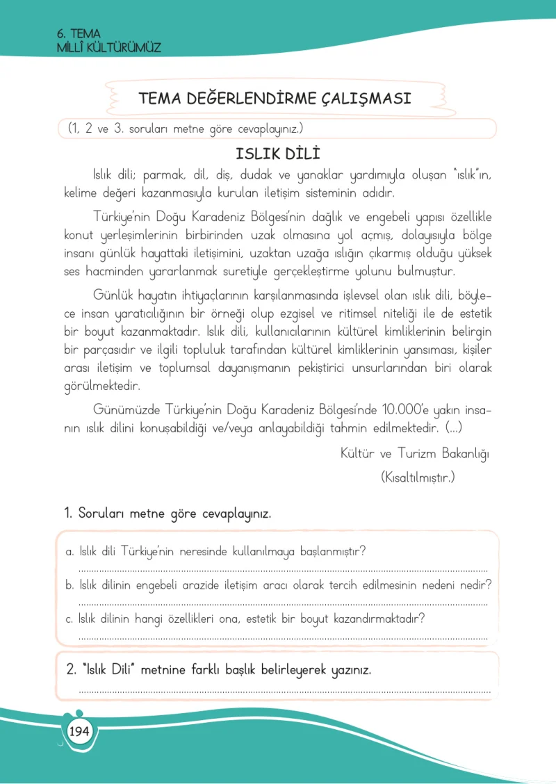 4. Sınıf Türkçe Ders Kitabı Cevapları Meb Yayınları 1 Sayfa 194