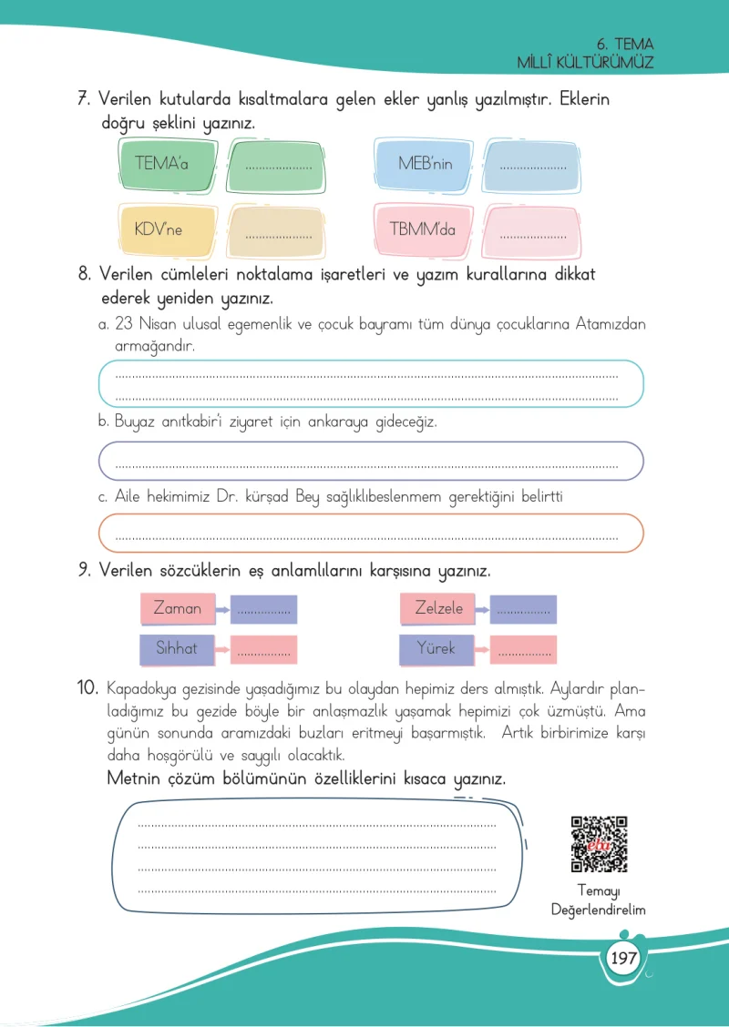 4. Sınıf Türkçe Ders Kitabı Cevapları Meb Yayınları 1 Sayfa 197