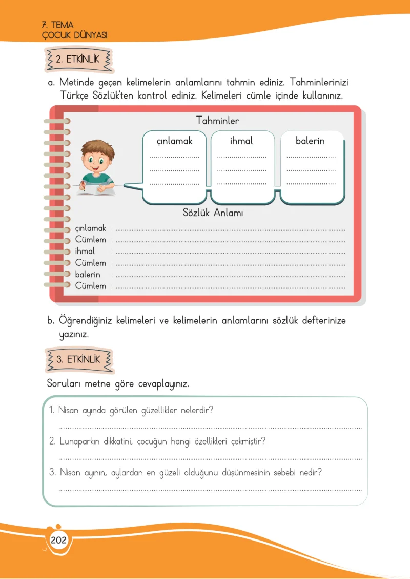 4. Sınıf Türkçe Ders Kitabı Cevapları Meb Yayınları 1 Sayfa 202