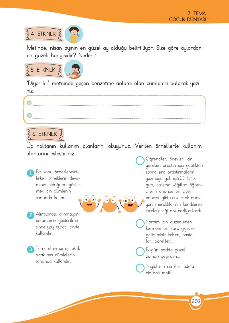 4. Sınıf Türkçe Ders Kitabı Cevapları Meb Yayınları 1 Sayfa 203