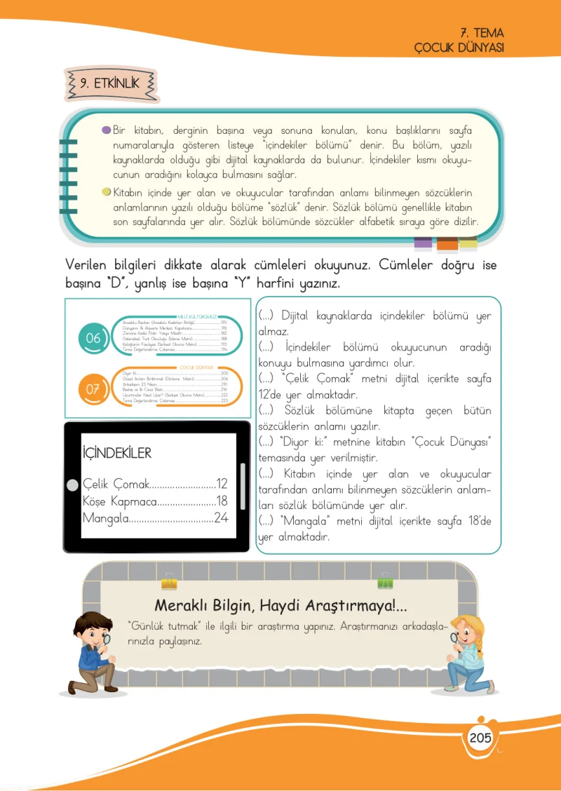 4. Sınıf Türkçe Ders Kitabı Cevapları Meb Yayınları 1 Sayfa 205