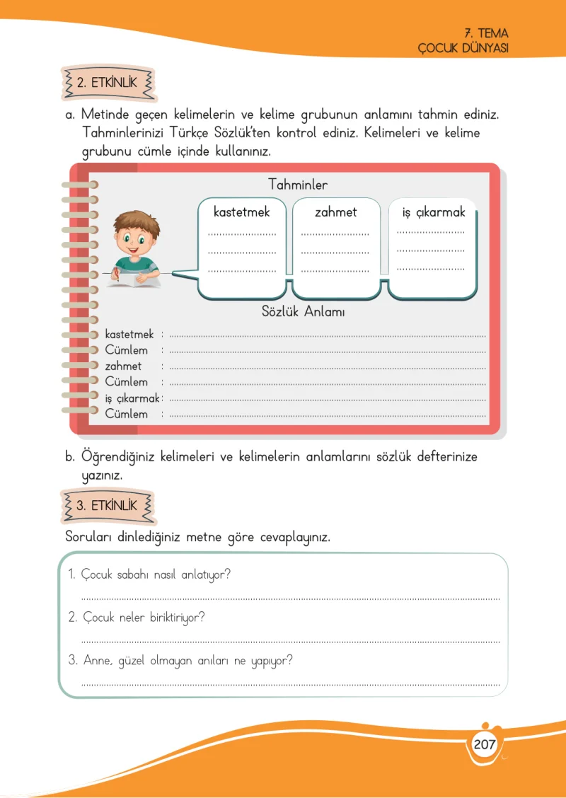 4. Sınıf Türkçe Ders Kitabı Cevapları Meb Yayınları 1 Sayfa 207