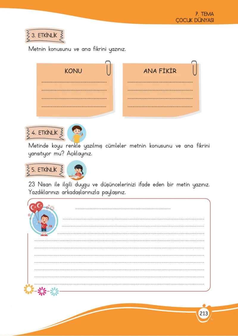 4. Sınıf Türkçe Ders Kitabı Cevapları Meb Yayınları 1 Sayfa 213