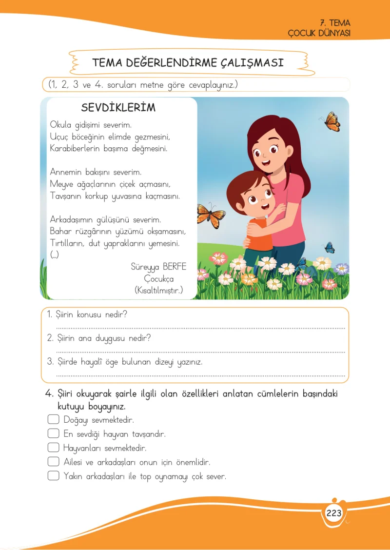 4. Sınıf Türkçe Ders Kitabı Cevapları Meb Yayınları 1 Sayfa 223