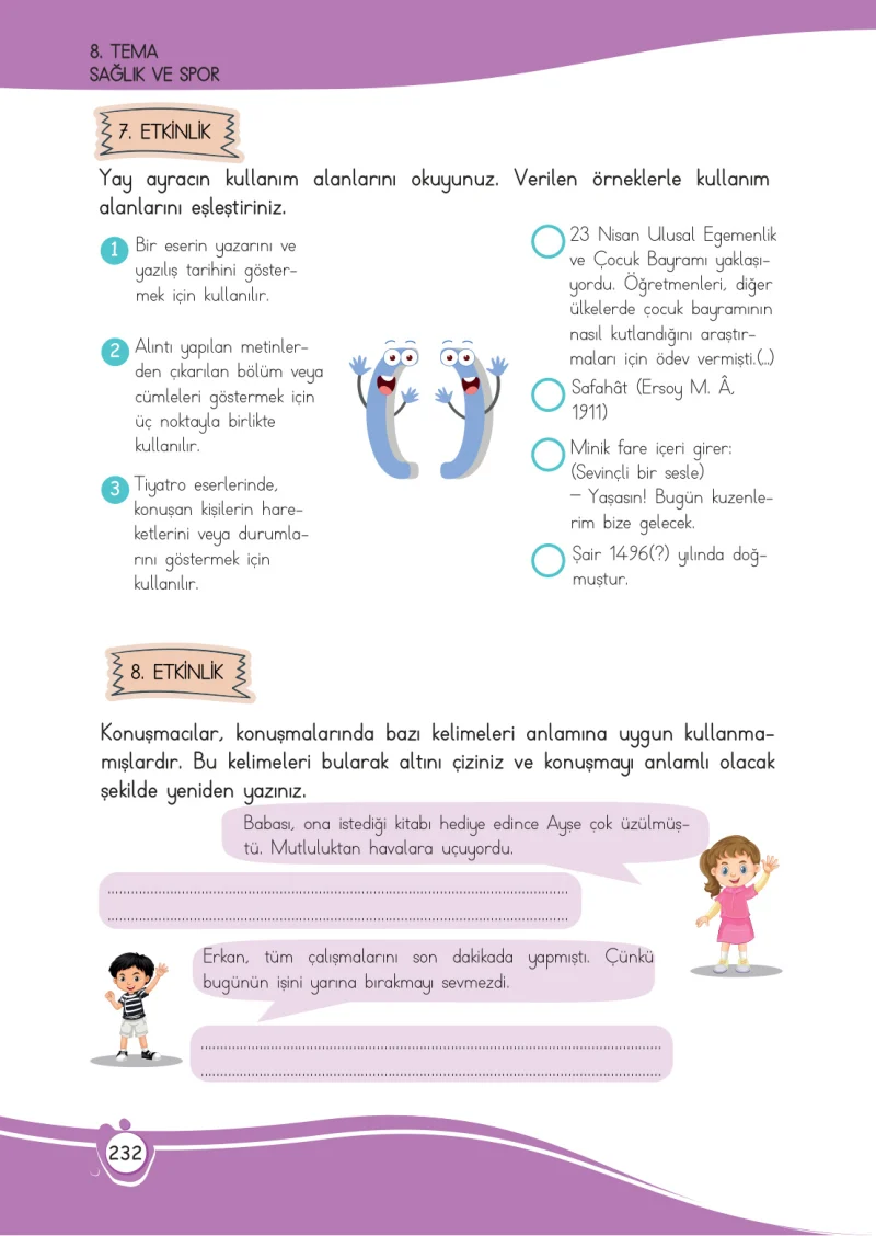 4. Sınıf Türkçe Ders Kitabı Cevapları Meb Yayınları 1 Sayfa 232