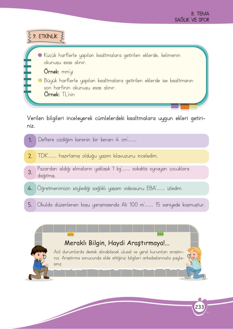 4. Sınıf Türkçe Ders Kitabı Cevapları Meb Yayınları 1 Sayfa 233