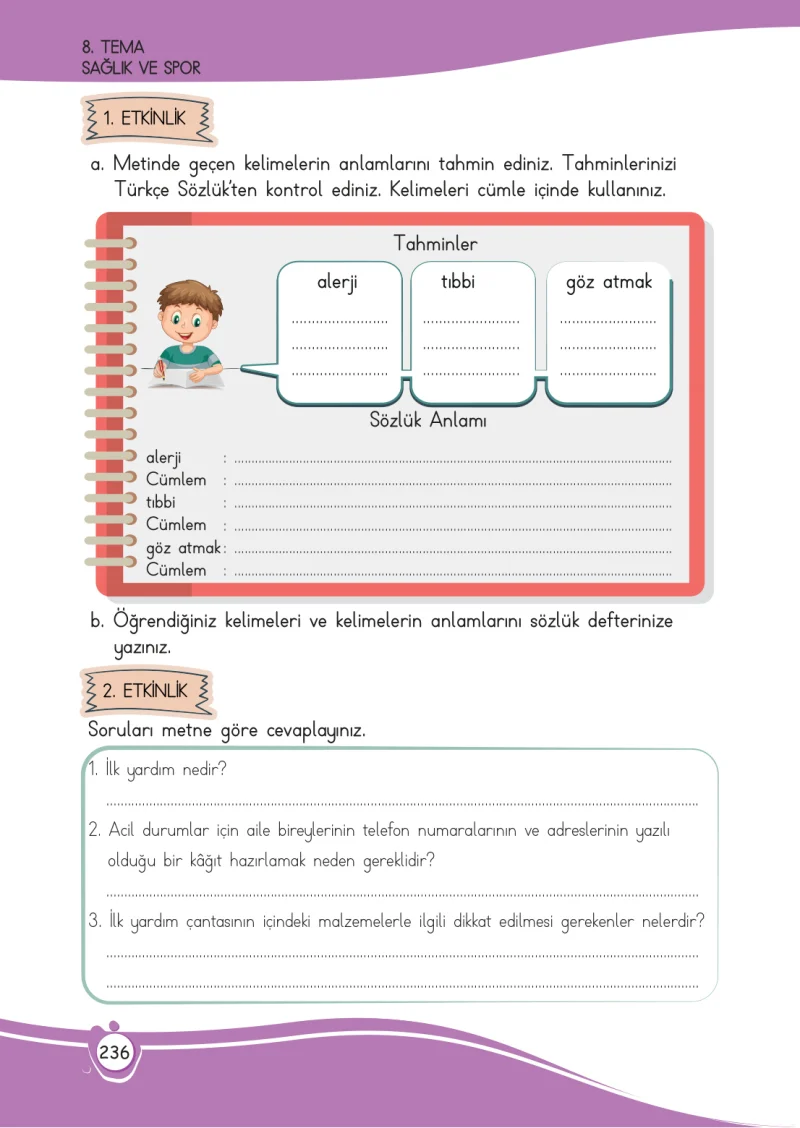 4. Sınıf Türkçe Ders Kitabı Cevapları Meb Yayınları 1 Sayfa 236
