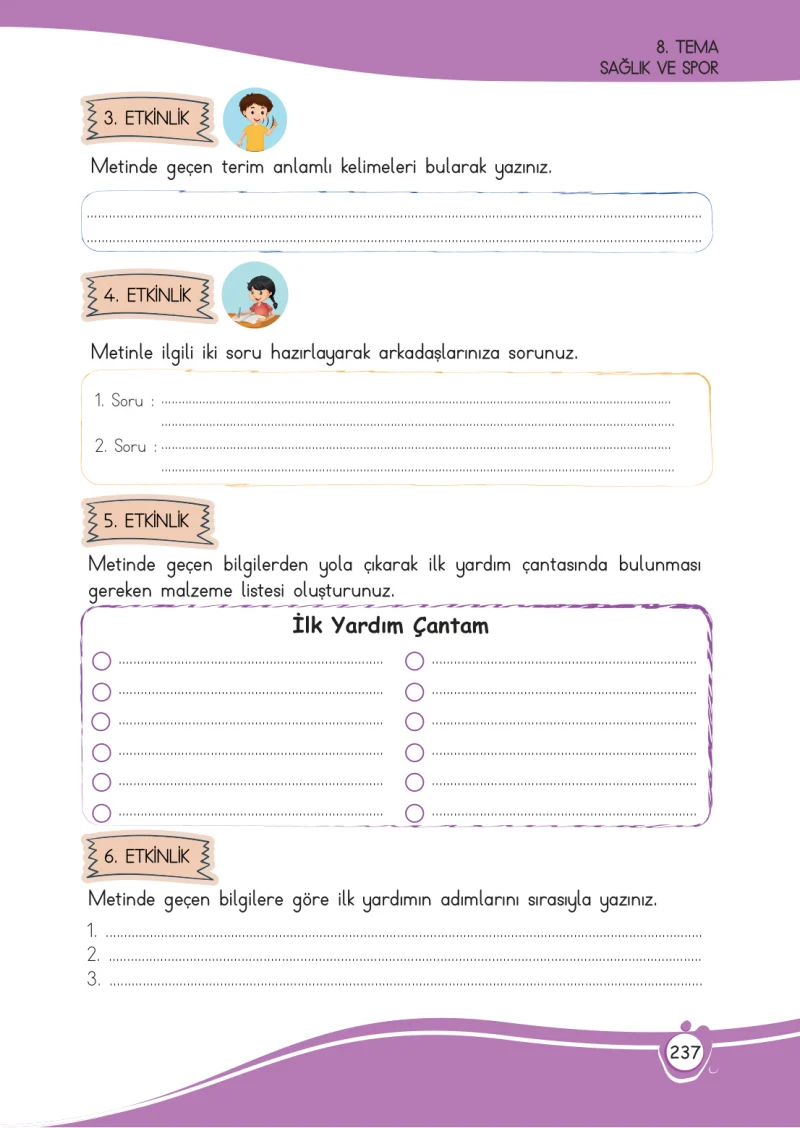 4. Sınıf Türkçe Ders Kitabı Cevapları Meb Yayınları 1 Sayfa 237