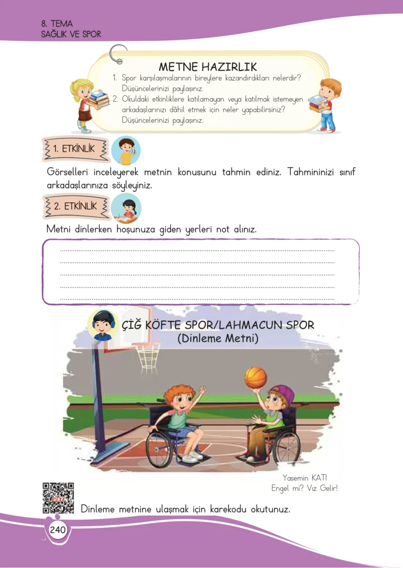 4. Sınıf Türkçe Ders Kitabı Cevapları Meb Yayınları 1 Sayfa 240