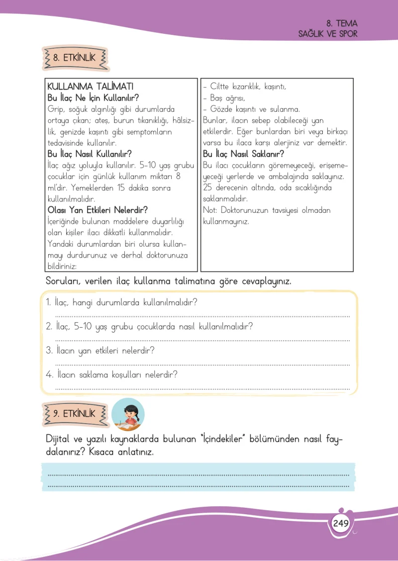 4. Sınıf Türkçe Ders Kitabı Cevapları Meb Yayınları 1 Sayfa 249