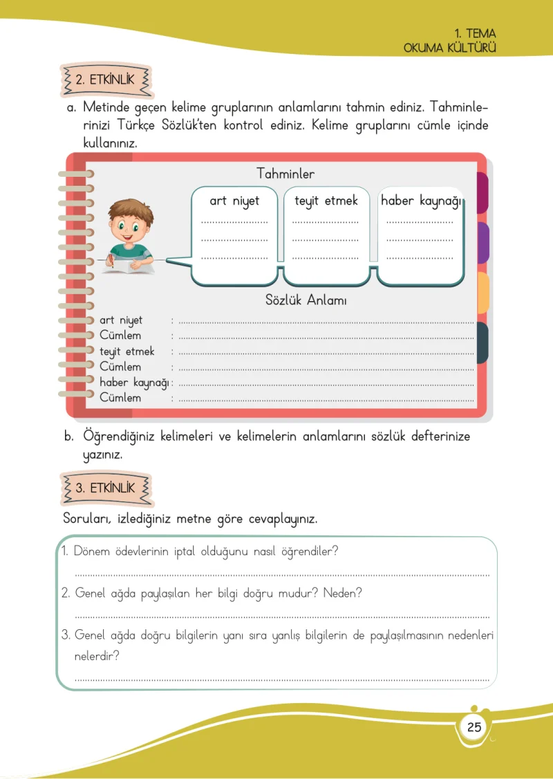 4. Sınıf Türkçe Ders Kitabı Cevapları Meb Yayınları 1 Sayfa 25