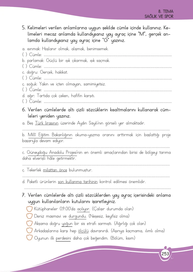 4. Sınıf Türkçe Ders Kitabı Cevapları Meb Yayınları 1 Sayfa 253