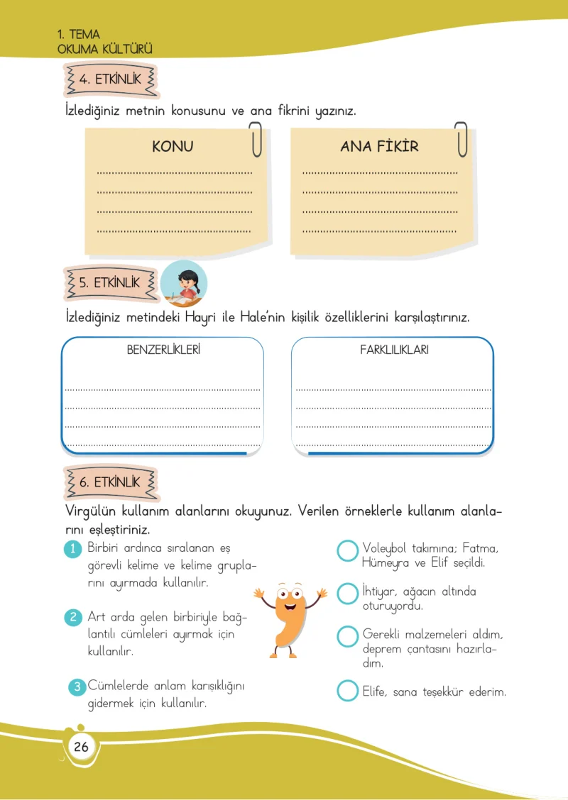 4. Sınıf Türkçe Ders Kitabı Cevapları Meb Yayınları 1 Sayfa 26