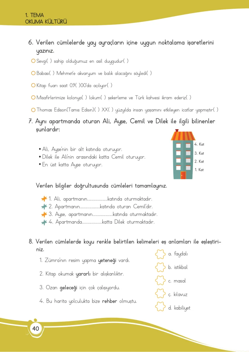 4. Sınıf Türkçe Ders Kitabı Cevapları Meb Yayınları 1 Sayfa 40