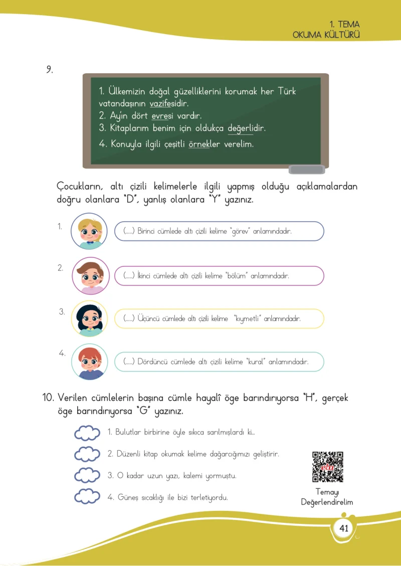 4. Sınıf Türkçe Ders Kitabı Cevapları Meb Yayınları 1 Sayfa 41