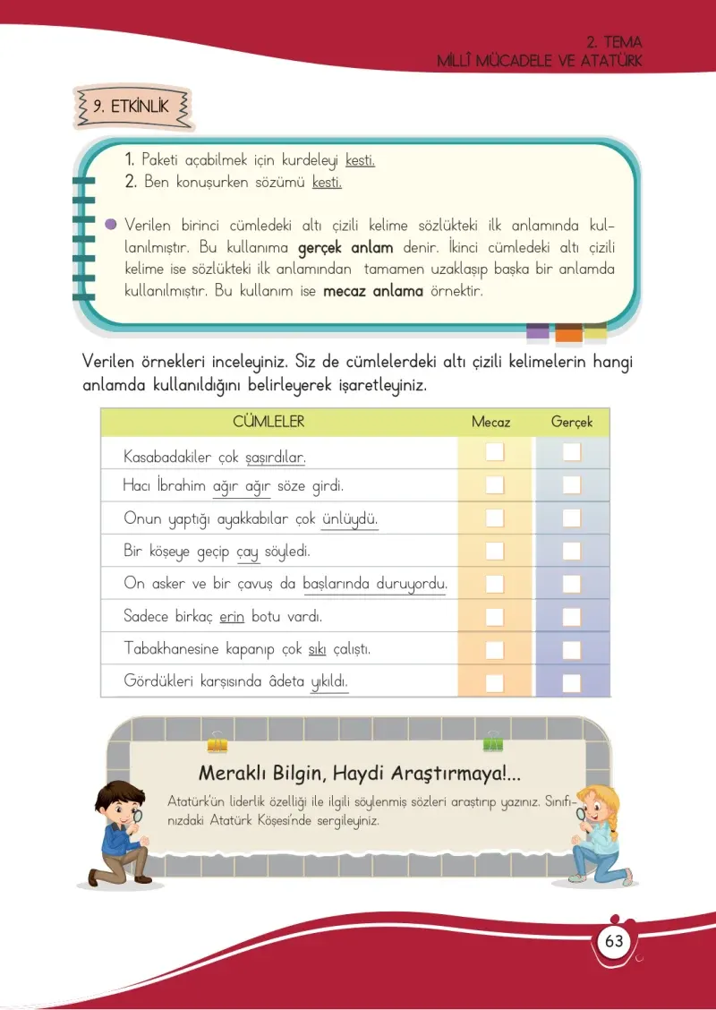 4. Sınıf Türkçe Ders Kitabı Cevapları Meb Yayınları 1 Sayfa 63