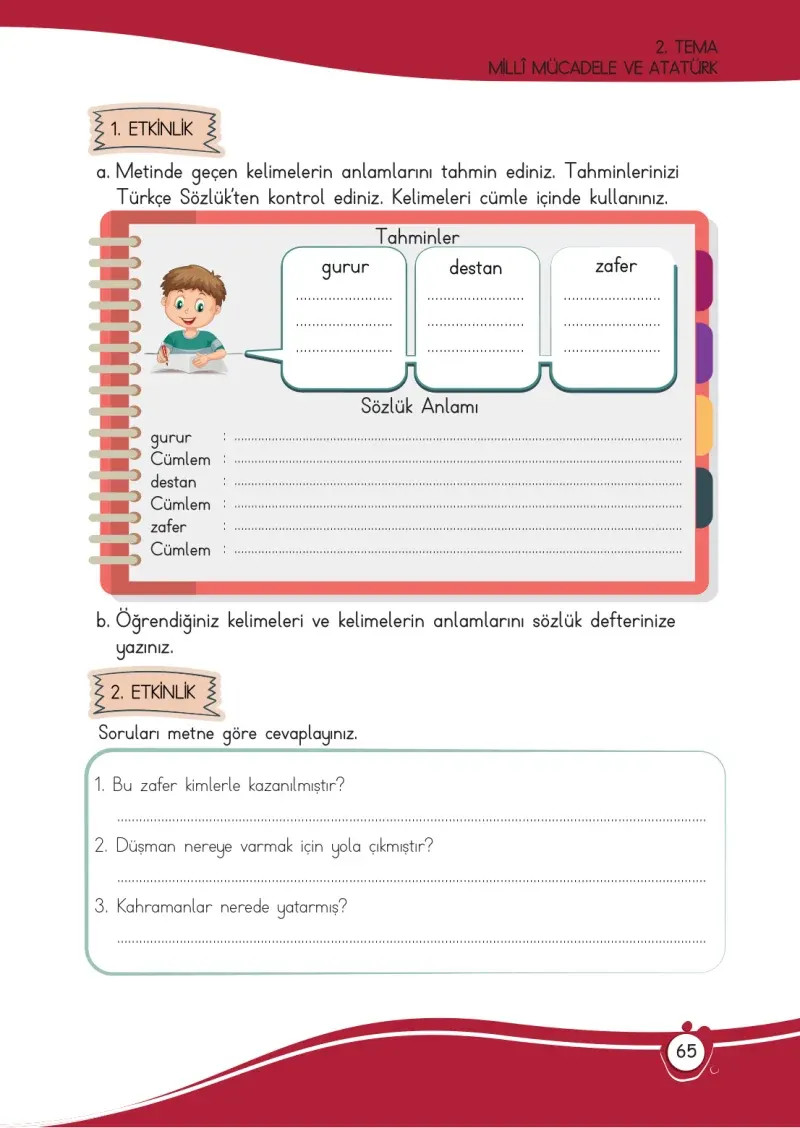 4. Sınıf Türkçe Ders Kitabı Cevapları Meb Yayınları 1 Sayfa 65