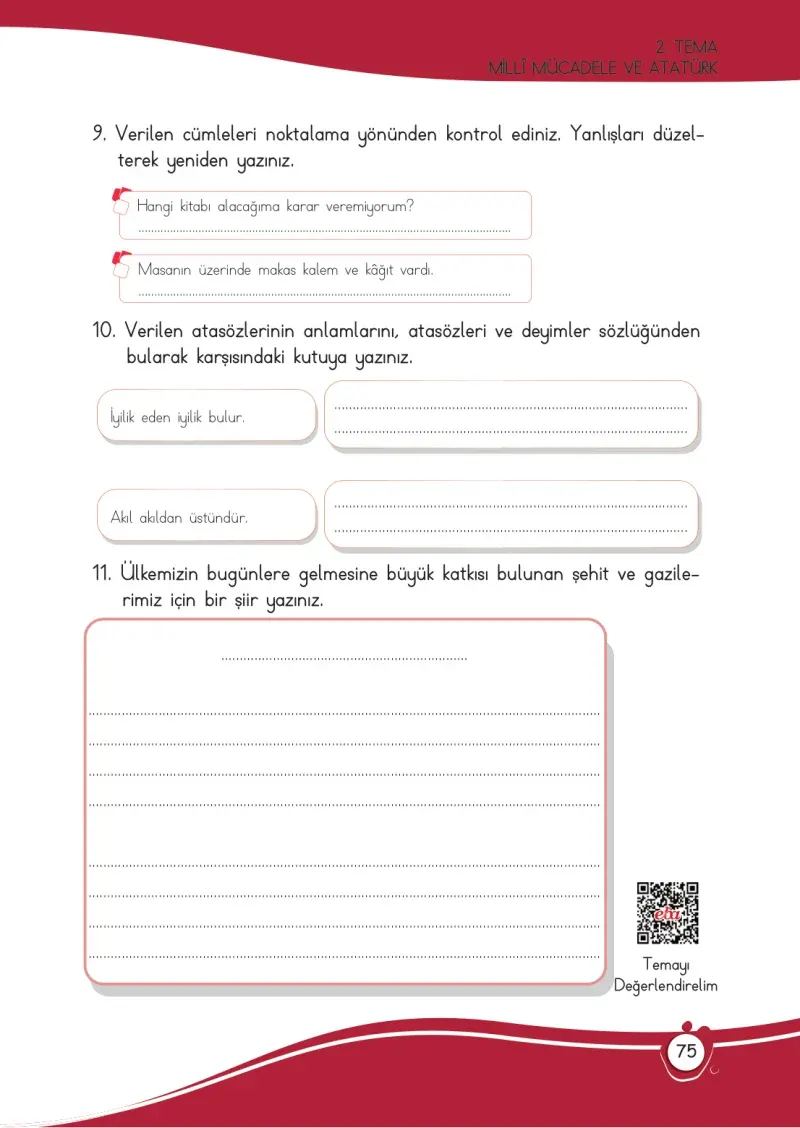 4. Sınıf Türkçe Ders Kitabı Cevapları Meb Yayınları 1 Sayfa 75
