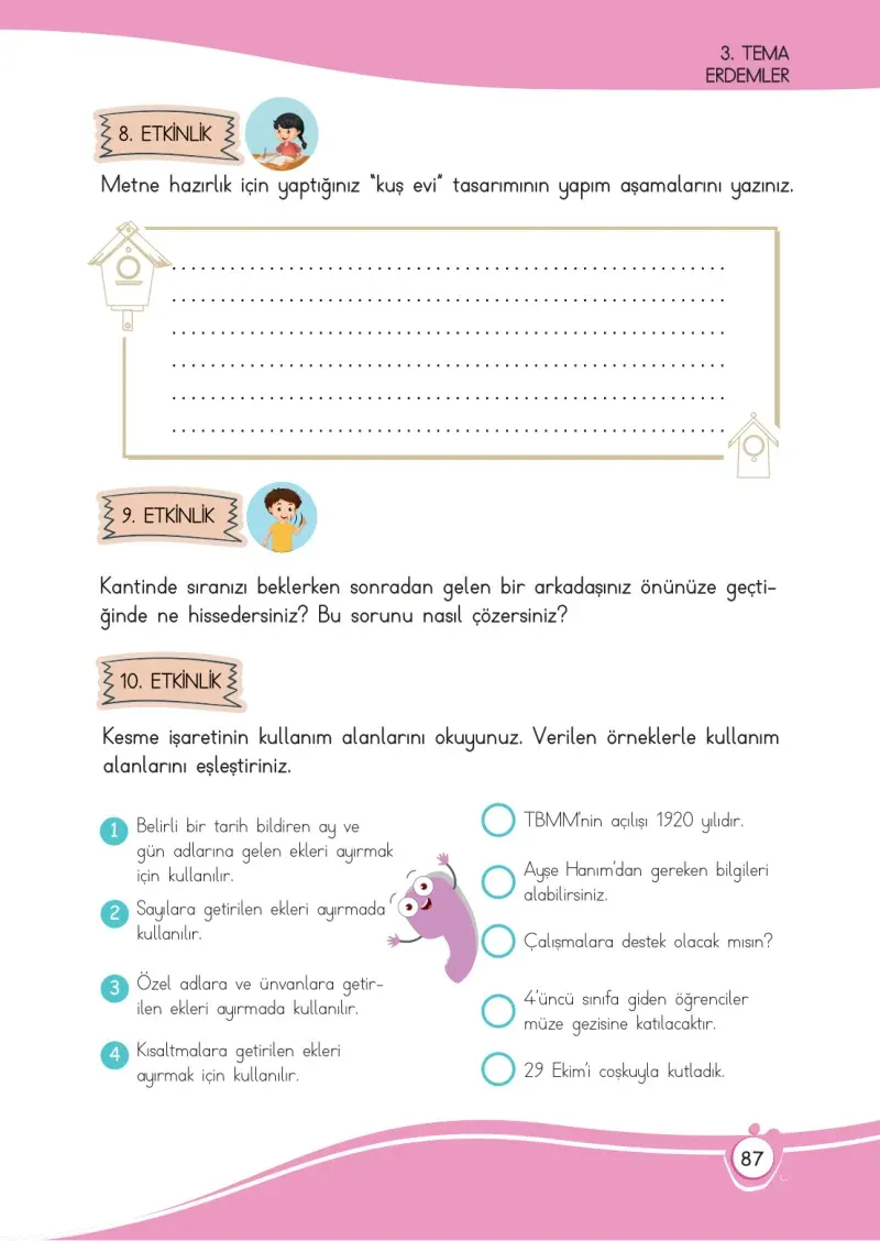 4. Sınıf Türkçe Ders Kitabı Cevapları Meb Yayınları 1 Sayfa 87