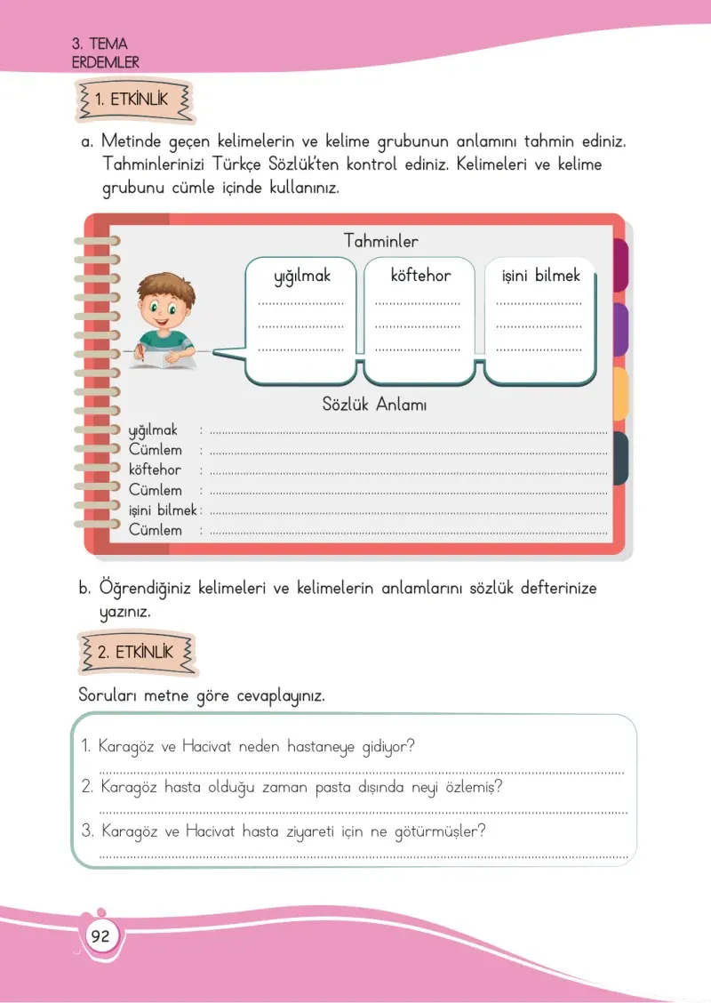 4. Sınıf Türkçe Ders Kitabı Cevapları Meb Yayınları 1 Sayfa 92