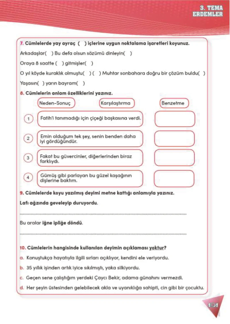 4. Sınıf Türkçe Ders Kitabı Cevapları Meb Yayınları 2 Sayfa 101