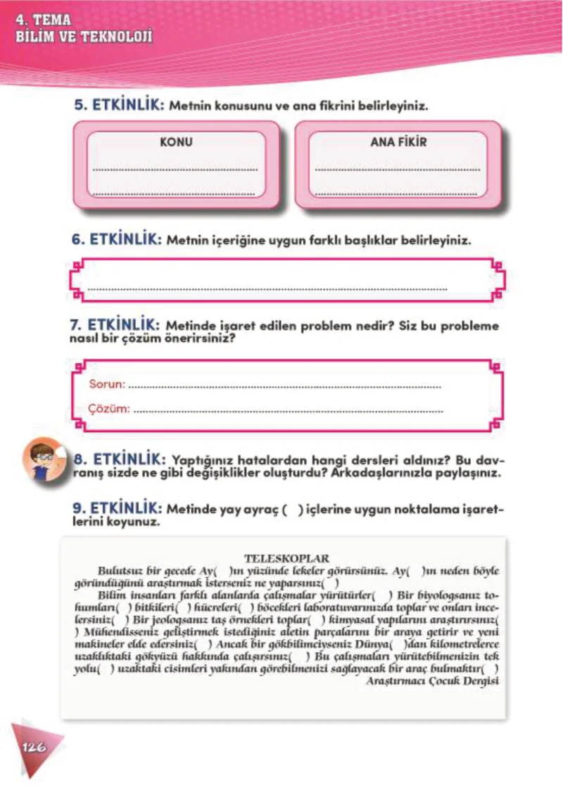 4. Sınıf Türkçe Ders Kitabı Cevapları Meb Yayınları 2 Sayfa 126