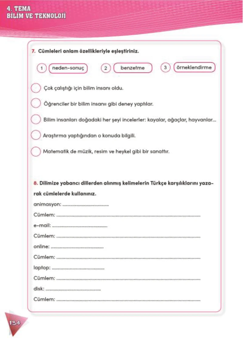 4. Sınıf Türkçe Ders Kitabı Cevapları Meb Yayınları 2 Sayfa 134