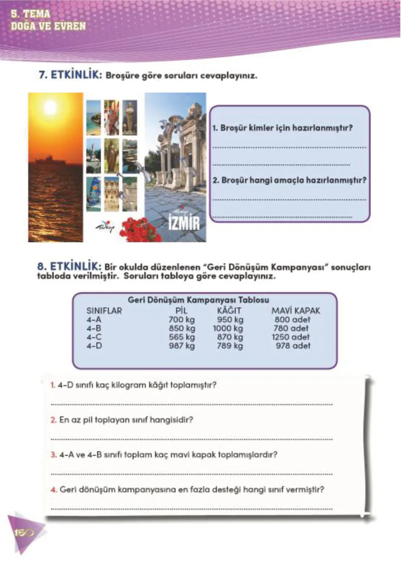 4. Sınıf Türkçe Ders Kitabı Cevapları Meb Yayınları 2 Sayfa 150