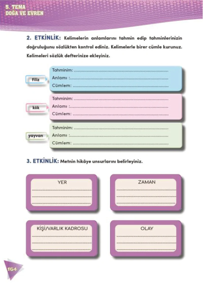 4. Sınıf Türkçe Ders Kitabı Cevapları Meb Yayınları 2 Sayfa 154