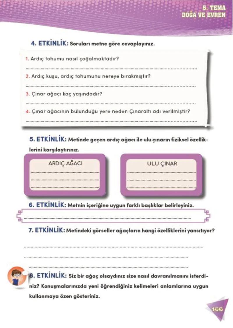 4. Sınıf Türkçe Ders Kitabı Cevapları Meb Yayınları 2 Sayfa 155