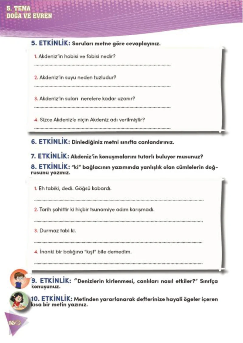 4. Sınıf Türkçe Ders Kitabı Cevapları Meb Yayınları 2 Sayfa 160