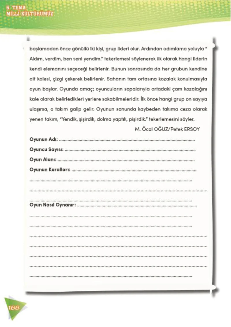 4. Sınıf Türkçe Ders Kitabı Cevapları Meb Yayınları 2 Sayfa 188