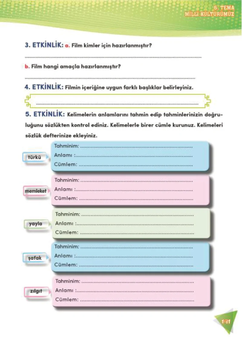 4. Sınıf Türkçe Ders Kitabı Cevapları Meb Yayınları 2 Sayfa 191