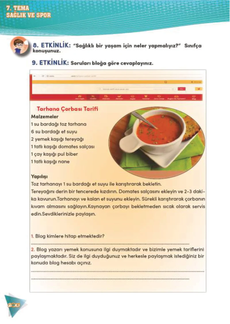 4. Sınıf Türkçe Ders Kitabı Cevapları Meb Yayınları 2 Sayfa 208