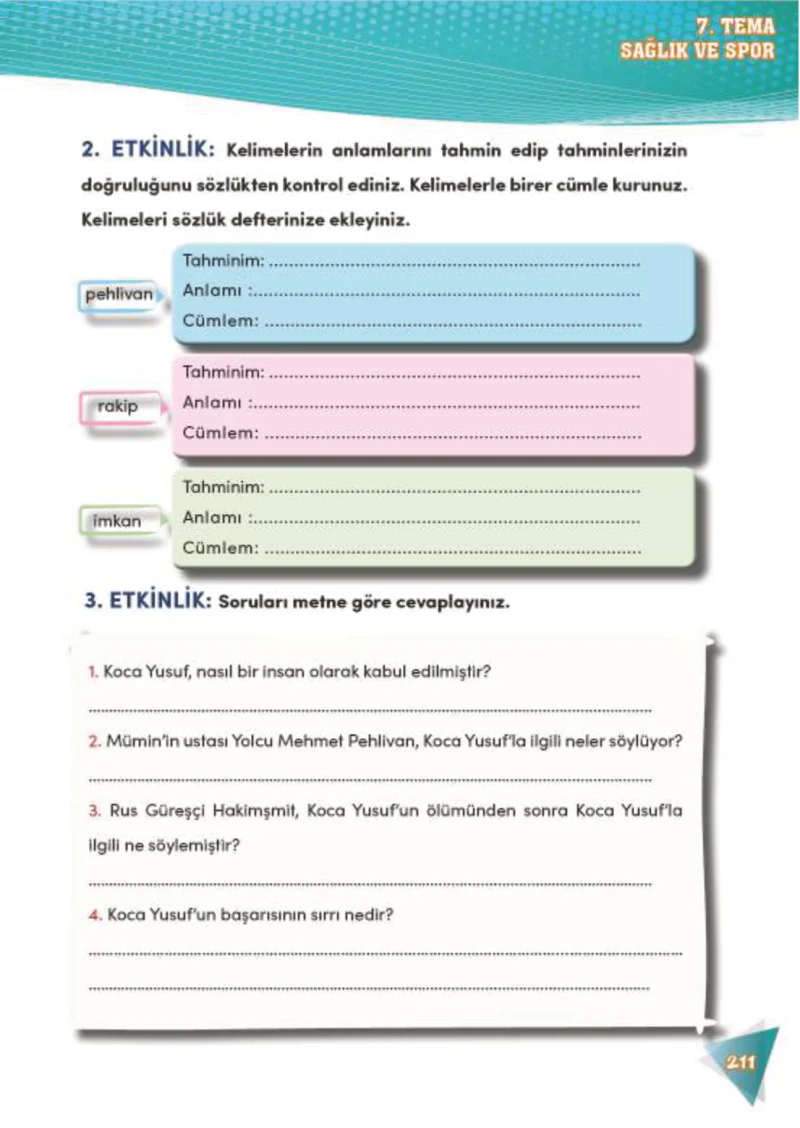 4. Sınıf Türkçe Ders Kitabı Cevapları Meb Yayınları 2 Sayfa 211