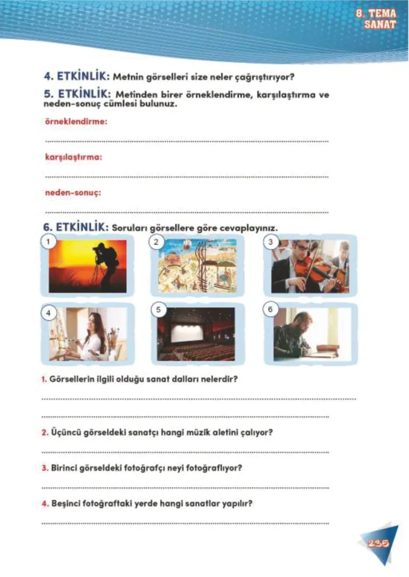 4. Sınıf Türkçe Ders Kitabı Cevapları Meb Yayınları 2 Sayfa 235